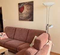 Gemütliches Wohnzimmer mit Sofa, Lampe und Kunstbild in einer 3-Zimmer-Wohnung.