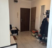 Eingangshalle in einer 2-Zimmer-Wohnung mit Fliesen und hellen Möbeln.