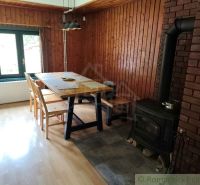 Innenraum einer Hütte mit Kamin und Holzboden.