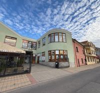 Gewerbeflächen in der Škultétyho-Straße in Topoľčany mit verglaster Fassade und Schaufenstern.