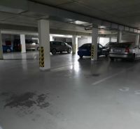 Unterirdischer Garagenstellplatz mit geparkten Autos in einer 2-Zimmer-Wohnung.