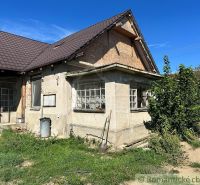 Ein Einfamilienhaus in Vištuk mit einfachen Fassadendetails und einem grasbewachsenen Grundstück.