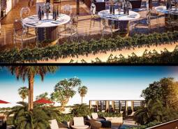 Designterrasse mit Essbereich im Wohnungsbau in Pattaya.