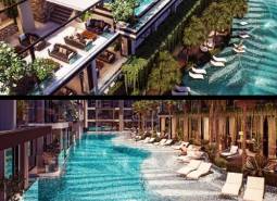Luxuriöse Pools und Terrasse im Projekt Wohnungsbau in Pattaya.