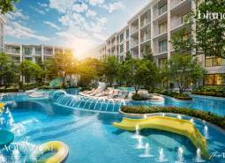 Wohnungsbau in Phuket mit Pool und Grünflächen bietet luxuriöses Wohnen.