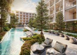 Der Bau von Wohnungen in Phuket mit Pool und Grünflächen schafft eine entspannende Umgebung.