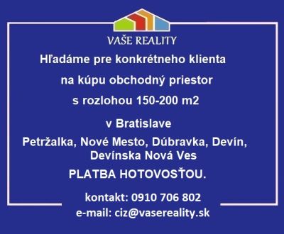 Suche Geschäftsräumlichkeiten, Geschäftsräumlichkeiten, Bratislava - N