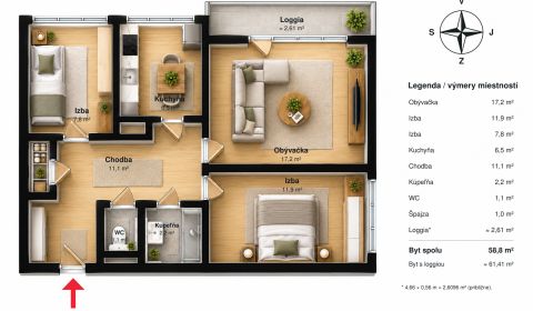 Kaufen 3-Zimmer-Wohnung, 3-Zimmer-Wohnung, Valová, Piešťany, Slowakei