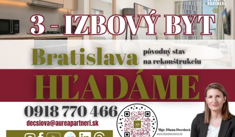 Suche 3-Zimmer-Wohnung, 3-Zimmer-Wohnung, Bratislava - Ružinov, Slowak