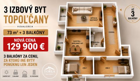 Kaufen 3-Zimmer-Wohnung, 3-Zimmer-Wohnung, Topoľčany, Slowakei