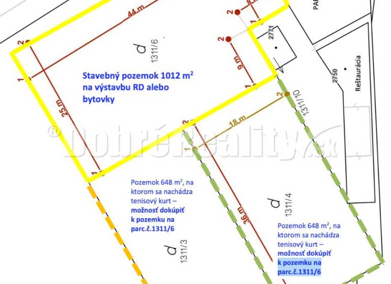 Karte der Baugrundstücke an der Dubová-Straße in Dvory nad Žitavou, geeignet zum Wohnen.