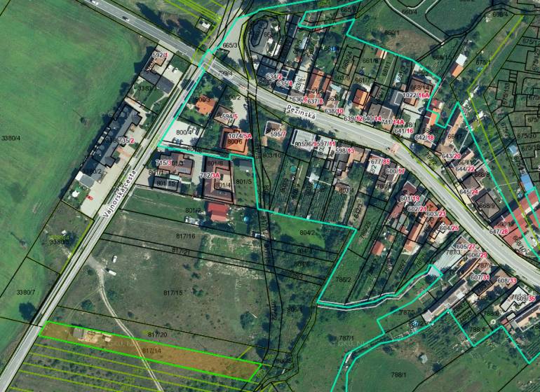 Katasterkarte Grundstücke - Wohnen an der Vajnorská Straße in Slovenský Grob.