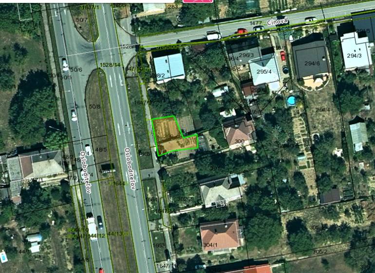 Luftaufnahme von Wohnbaugrundstücken in Košice, Stadtteil Barca, Osloboditeľov-Straße.