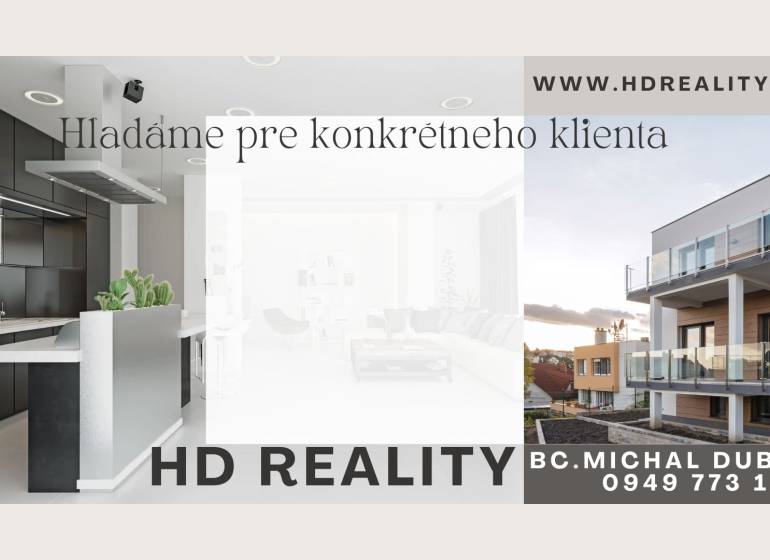 Im Einfamilienhaus eine moderne Küche und in Šamorín ein zweistöckiges Haus mit Balkon.