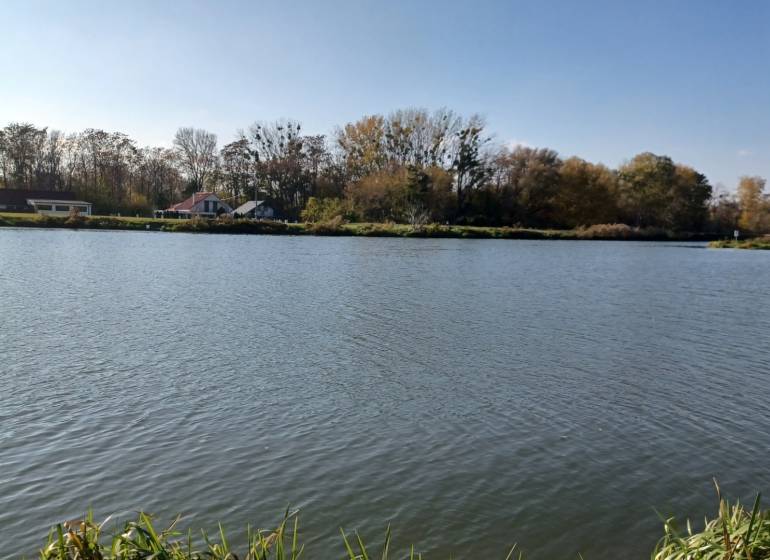 Ein Fluss, der landwirtschaftliche und forstwirtschaftliche Flächen mit ländlicher Landschaft in Mostová umfließt.