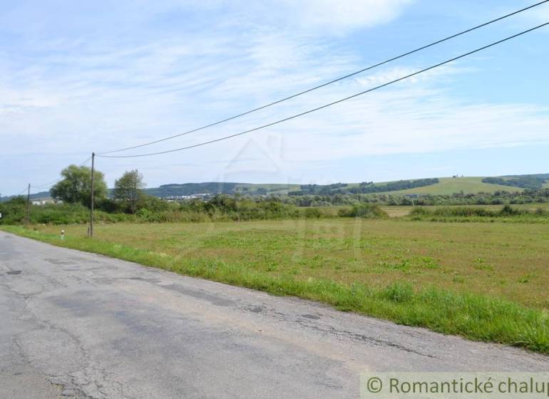 Landwirtschaftliche und forstwirtschaftliche Flächen in der Umgebung von Šandal, eine von Wiesen und Bäumen gesäumte Straße.