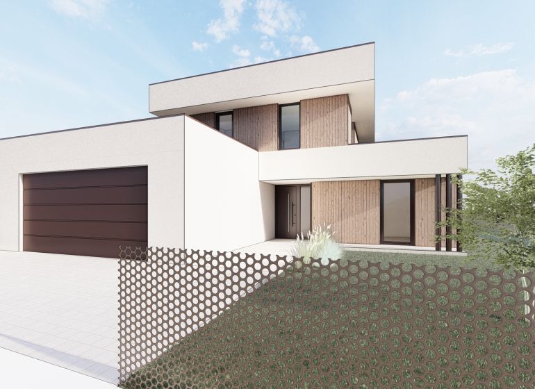 Einfamilienhaus in Sliač, Grundstücke - Wohnen mit Holzdekor und Garage.