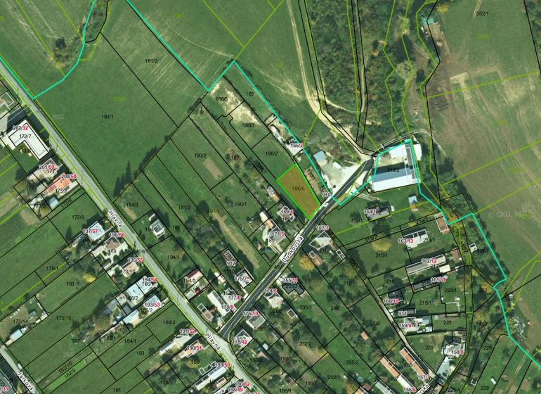 Grundstückskarte in der Dudkovská-Straße in der Gemeinde Svinia, geeignet zum Wohnen.