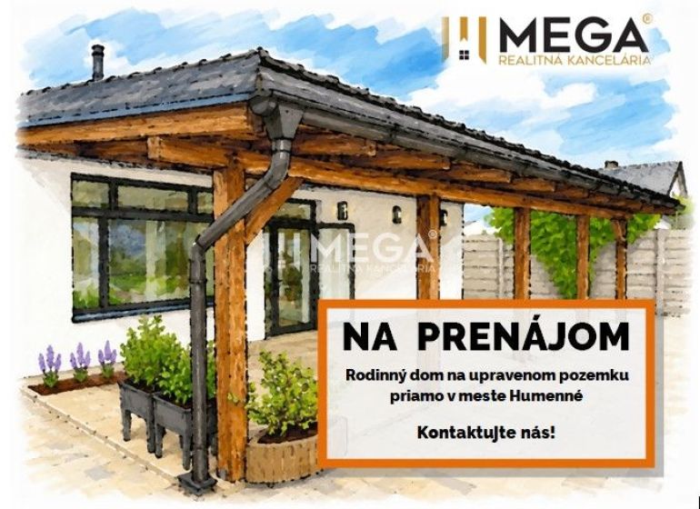 Ein Einfamilienhaus in Humenné mit Garten, Holzunterstand und Dekor zur Miete.
