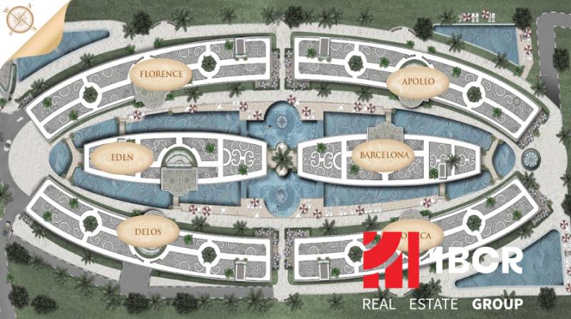Bauplan für Wohnungen mit modernen Komplexen verschiedener Namen in Pattaya.