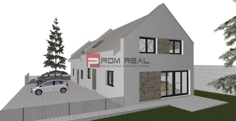 Visualisierung eines Hauses mit geparkten Autos in Štefanová. Grundstücke - Wohnen für modernes Wohnen.