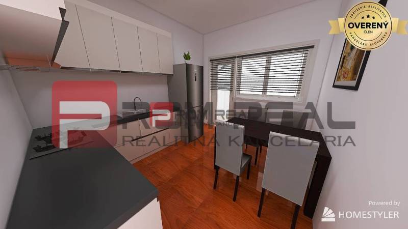 Küche in einer 3-Zimmer-Wohnung mit Esstisch und moderner Küchenzeile.