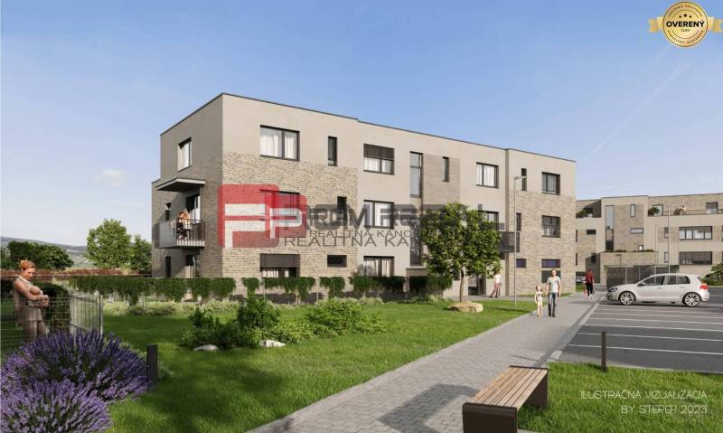 Außenvisualisierung eines Gebäudes mit Zwei-Zimmer-Wohnungen an der Limbašská-Straße in Pezinok.