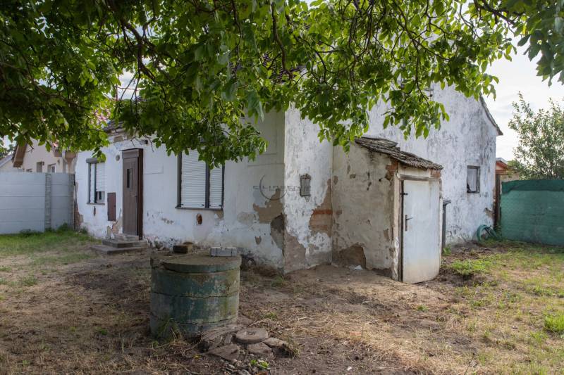Das Haus in der Športová-Straße in Gajary, das zum Wohnen bestimmt ist, umgeben von Bäumen und Rasen.