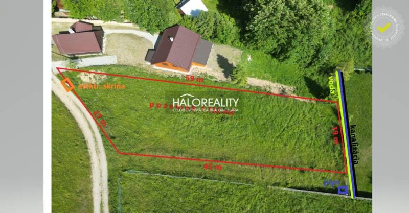 Luftaufnahme von Erholungsgrundstücken in Vyšné Ružbachy mit einem Stromkasten und Infrastruktur.