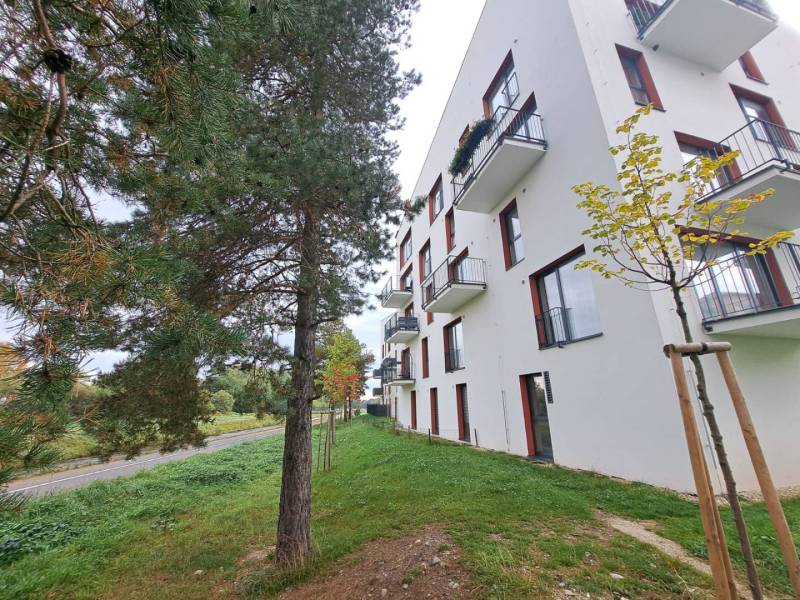 Wohnhaus in der Jilemnického-Straße in Svit, neben Grünflächen und Bäumen.
