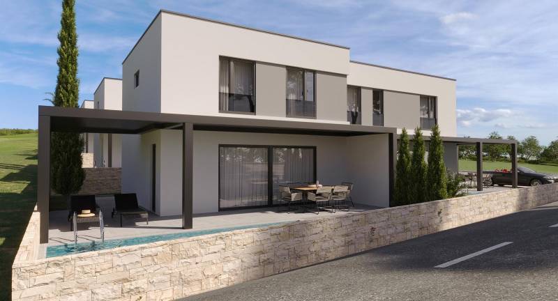 Modernes Gebäude mit Garten und Pool, 4-Zimmer-Wohnung in Mandre.