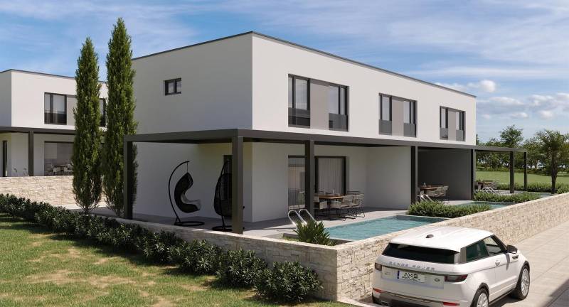 Stilvolle 4-Zimmer-Wohnung in Mandre mit Terrasse, Pool und modernem Äußeren.
