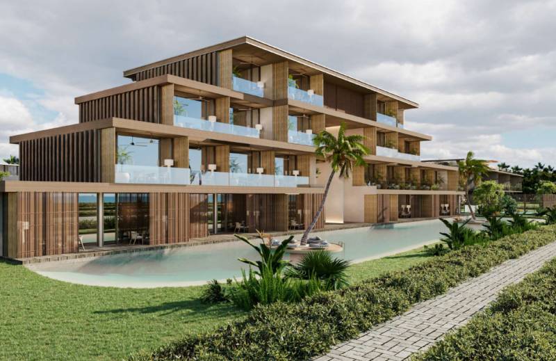 Ein Einfamilienhaus in Nungwi, Nord-Zanzibar, mit stufenartiger Architektur und Palmen am Pool.