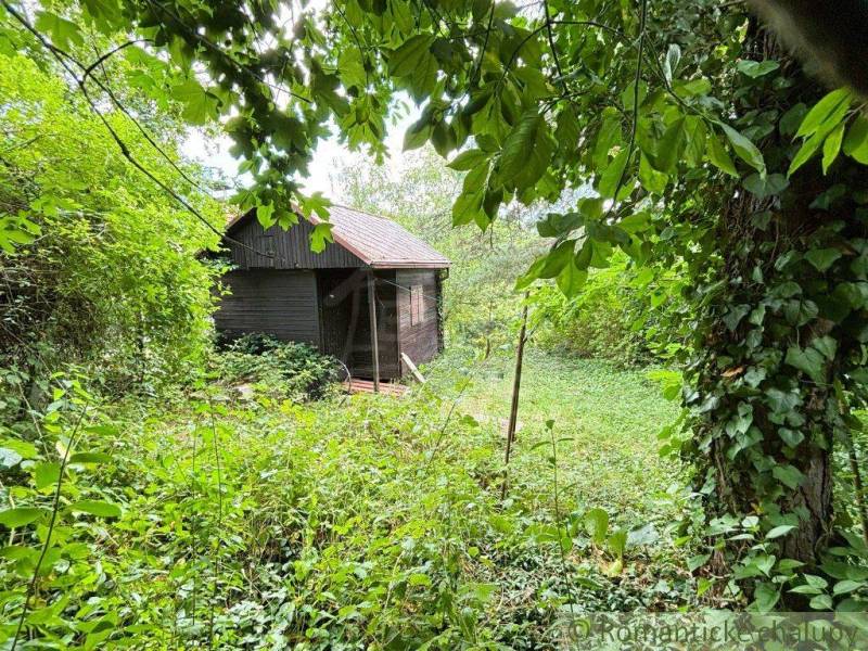Eine Hütte umgeben von Grün in den Gärten von Malacky.