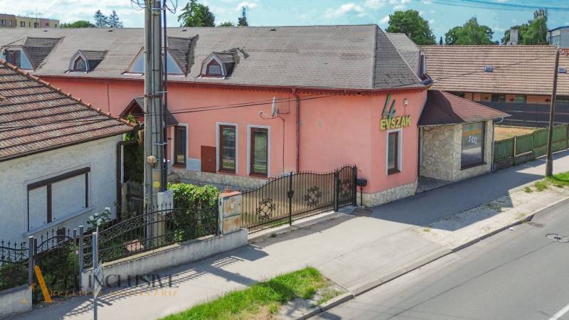 Einfamilienhaus in der Gyula-Szabó-Straße in Dunajská Streda mit rosa Fassade und Steindetails.