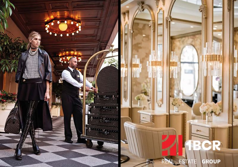 Mode und Luxus im Kontext des Wohnungsbaus. Elegantes Interieur mit Blumen und Spiegeln.