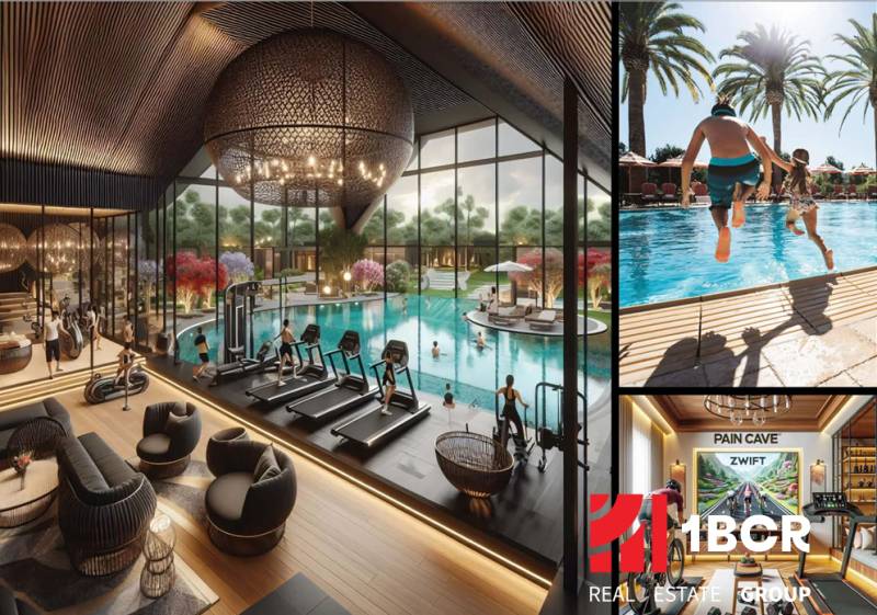 Wohnungsbau: Luxusinterieurs mit Pool, Fitnesscenter, familiäre Atmosphäre und Entspannungszonen.