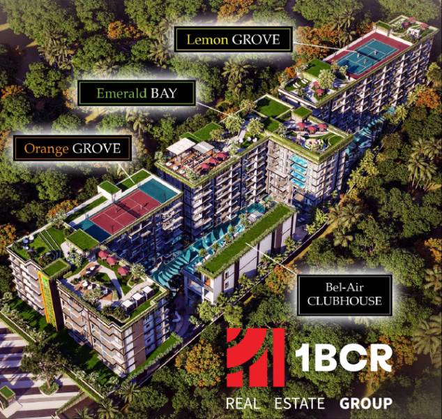 Komplexer Wohnungsbau in Pattaya mit Grünflächen und Sportanlagen.