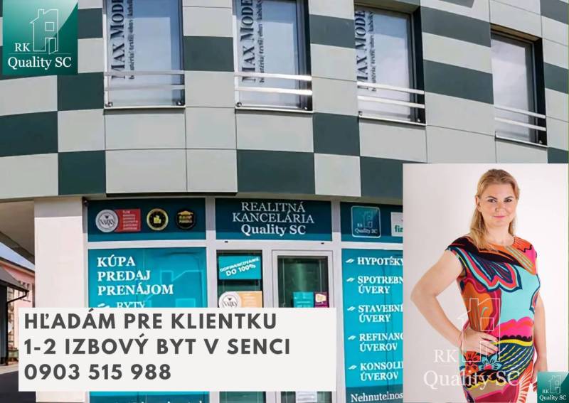 Angebot eines Immobilienbüros in Senec für eine 1-Zimmer-Wohnung, Kontakt: 0903 515 988.
