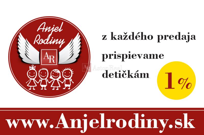 Werbebanner für www.Anjelrodiny.sk, mit einem Beitrag von 1 % für Kinder aus jedem Verkauf.