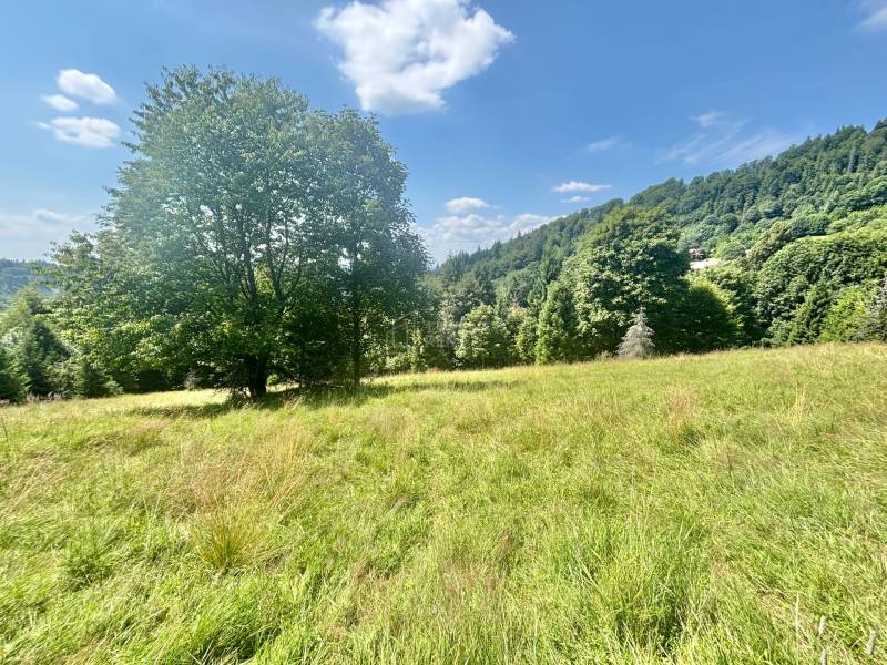 Schöne Wiese mit Blick auf die Hügel und das Grün in Oščadnica in der Straße Dedovka, Grundstücke - Wohnen.