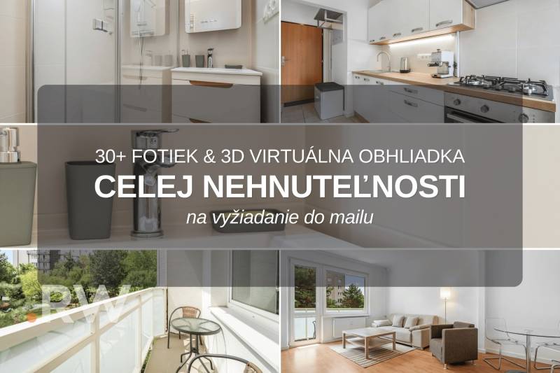 Küche und Badezimmer in einer 2-Zimmer-Wohnung, mit verglastem Balkon und Blick auf die Umgebung.