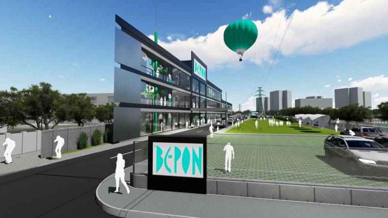 Visualisierung eines kommerziellen Komplexes mit Grünflächen und einem Ballon in Bratislava - Petržalka, Panónska cesta.
