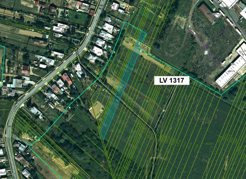 Katasterkarte der landwirtschaftlichen und forstwirtschaftlichen Grundstücke in Topoľovka mit Parzellen und Gebäuden.