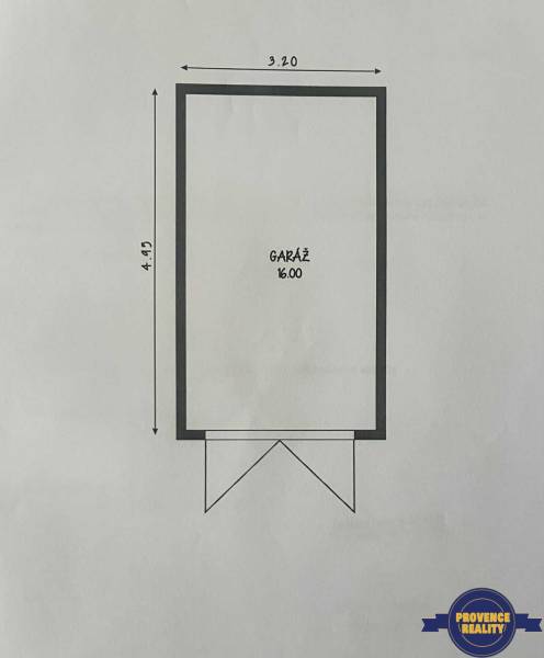 Grundriss der Garage mit den Maßen 3,20 x 4,99 Meter, bezeichnet mit 16.00.