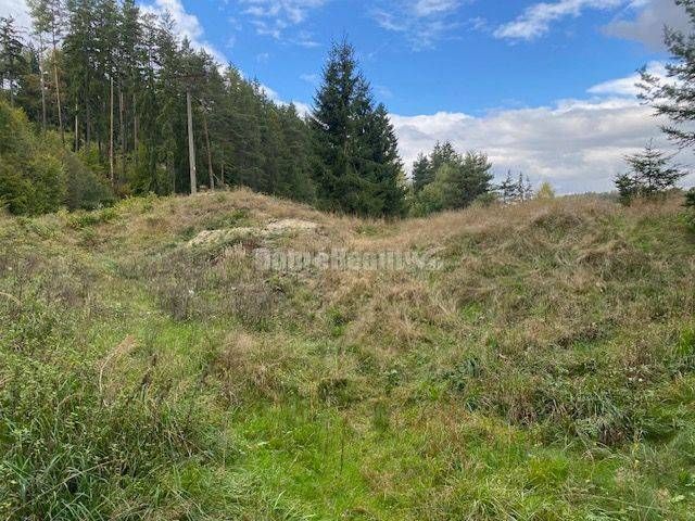 Ein Blick auf Baugrundstücke, die von der Natur in der Gegend von Kremnické Bane umgeben sind.