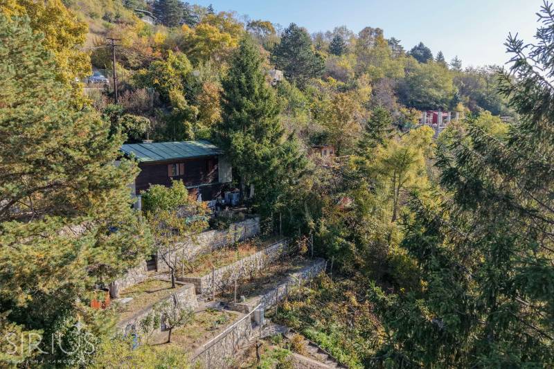 Ein Haus umgeben von Bäumen in Gärten auf dem Rückweg in Bratislava - Devín.