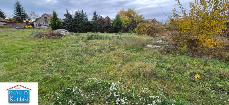 Grünfläche auf einem Wohngrundstück in Tvrdošovce, mit Häusern und Bäumen im Hintergrund.