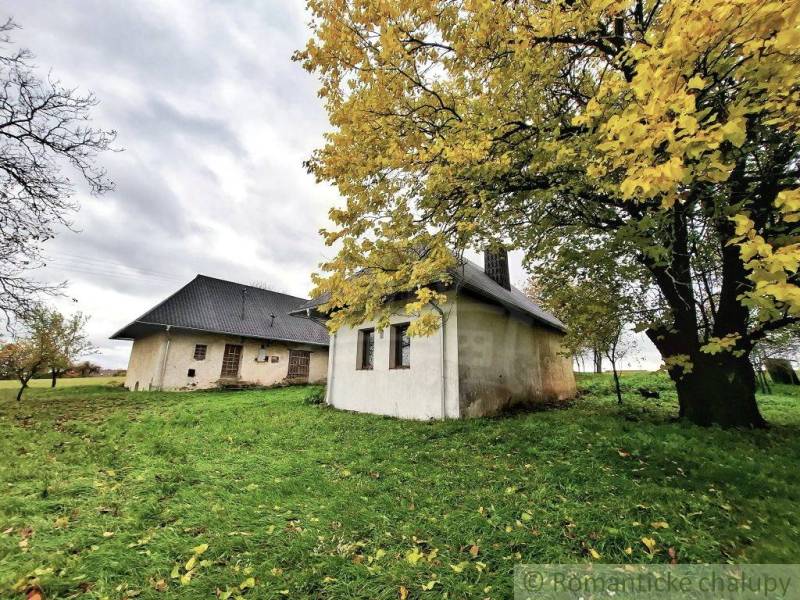 Herbst im Garten eines Einfamilienhauses in Senohrad mit herbstlichen Bäumen und Rasen.