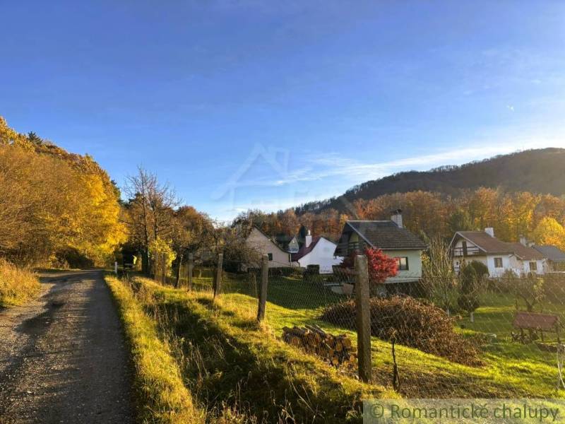 Häuser in herbstlichem Sološnica, umgeben von Wäldern und eine von der Sonne beleuchtete Straße.